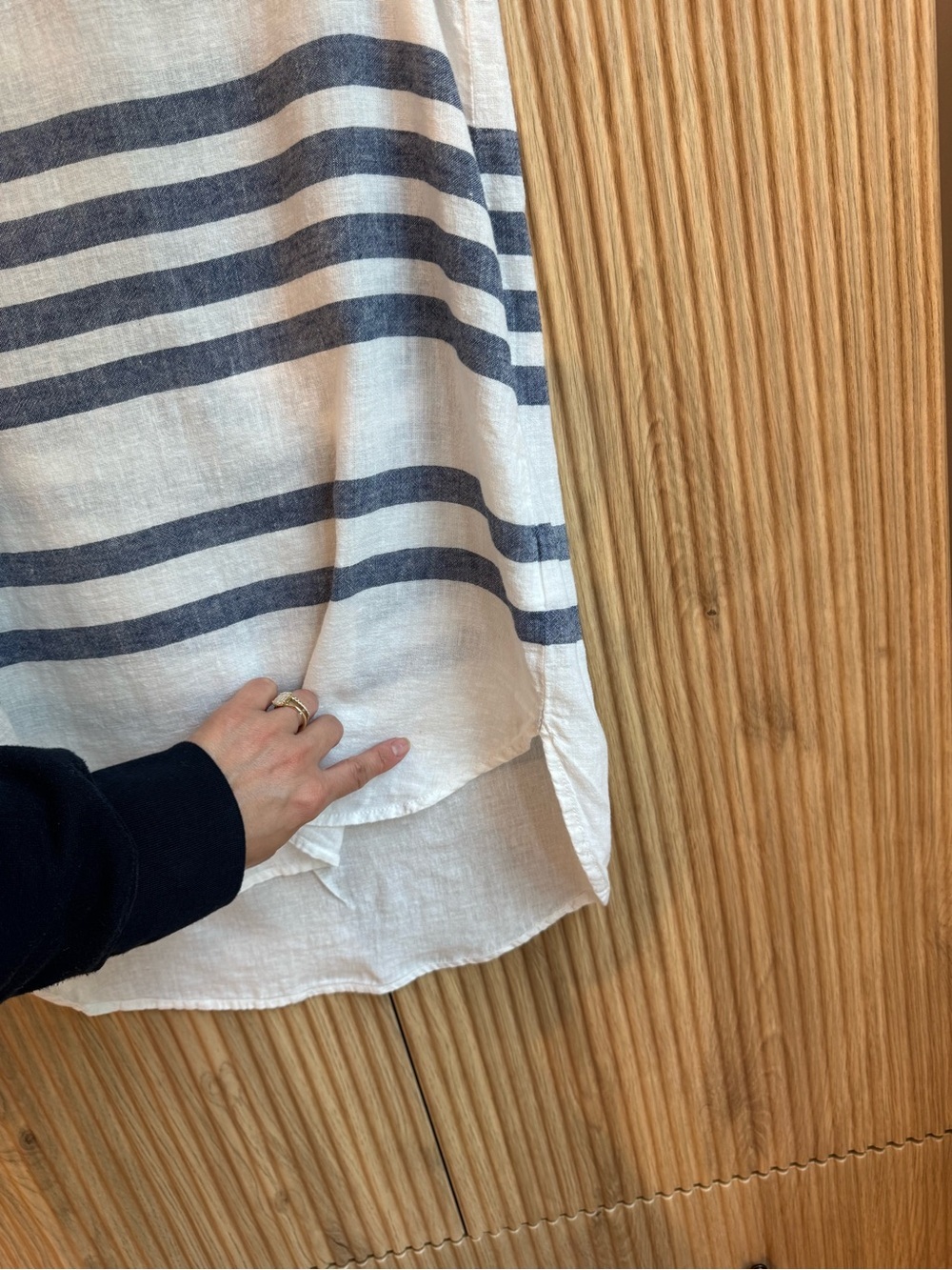 BeachLunchLounge White & Blue Stripped Linen Cotton Blend Tunic Tank/Cover Up - Picture 6 of 10